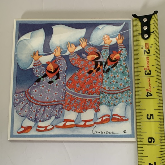 Barbara Lavalee Signed Ceramic Wall Art Tile Trivet Change Tides Three Sheets - Picture 5 of 5